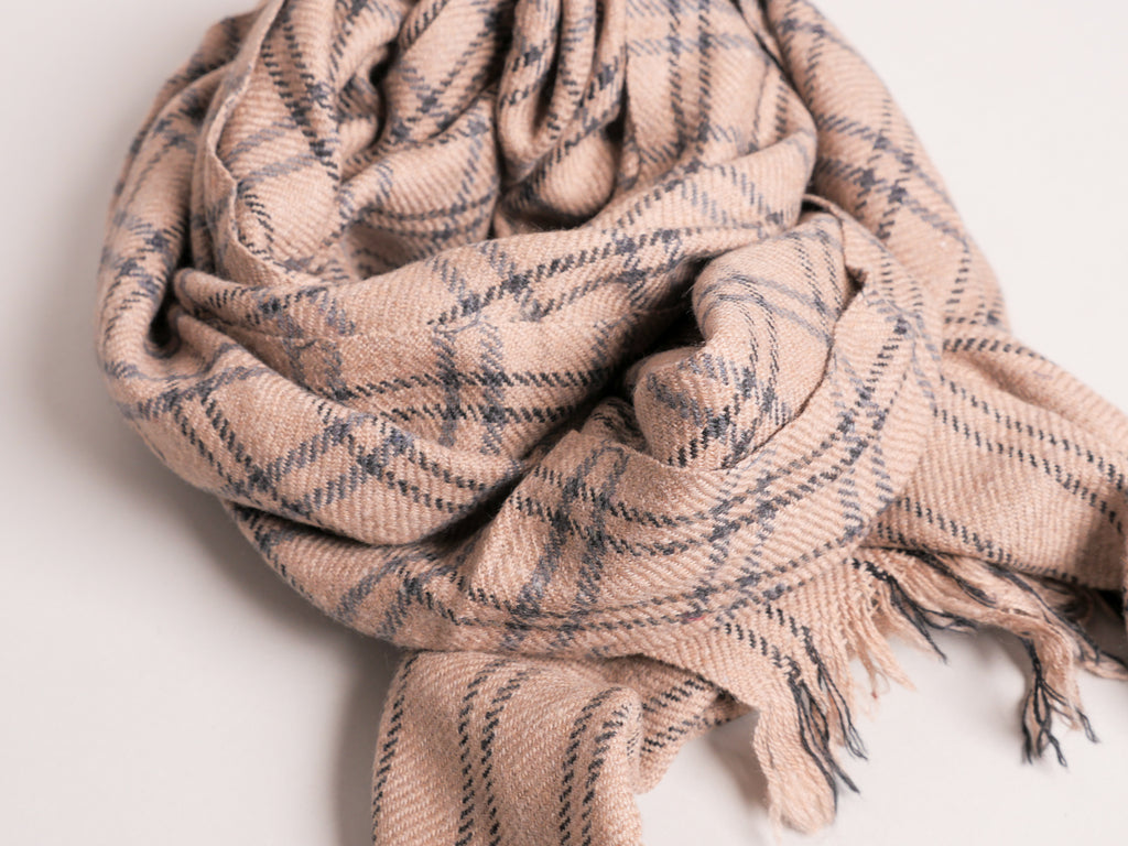 Ladakh 100% Pashmina Scarf, Mountain Tartan