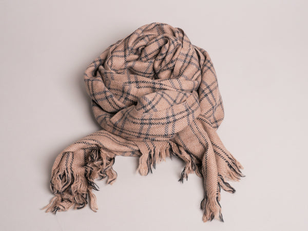 Ladakh 100% Pashmina Scarf, Mountain Tartan
