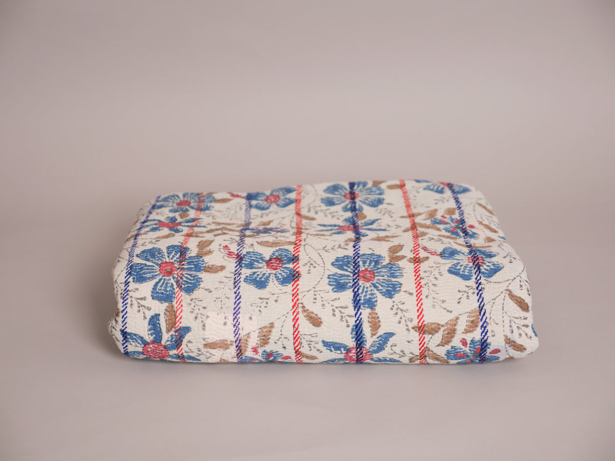 Vintage Block Printed Kantha Daisy 1 Image principale du produit