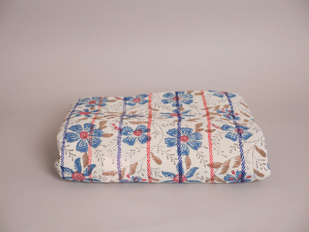 Vintage Block Printed Kantha Daisy 1