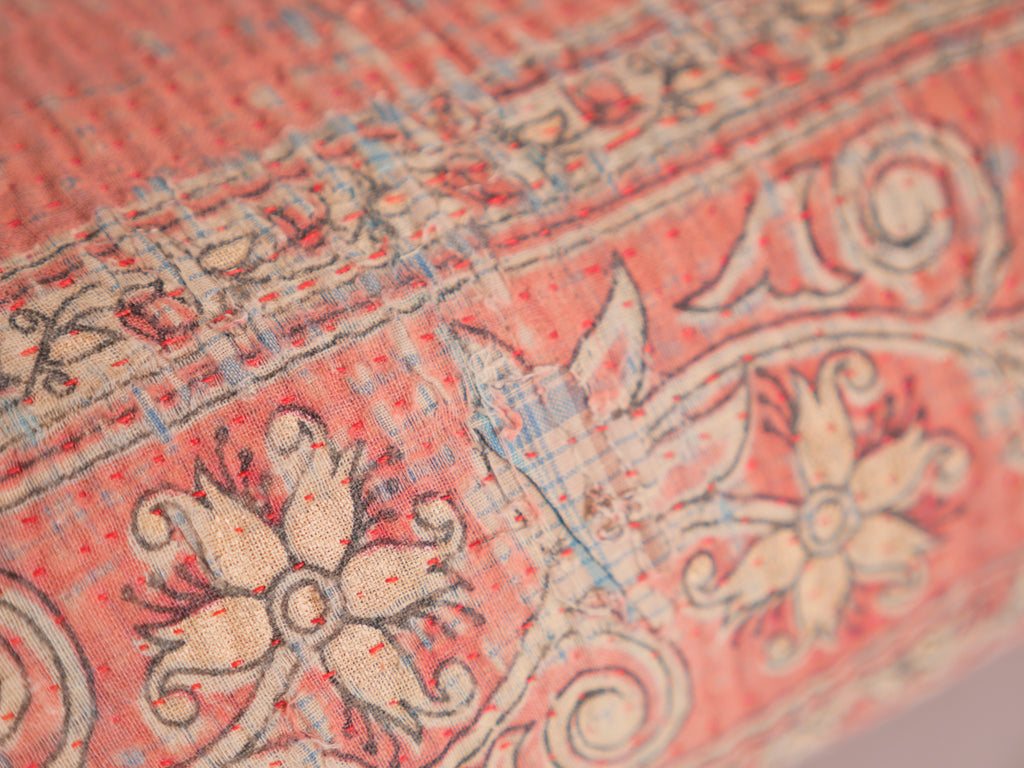 Kantha sari couvre-lit  No.107 "Earth",  coton recyclé brodé à la main.