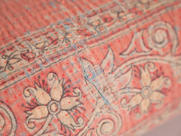 Kantha sari couvre-lit  No.107 "Earth",  coton recyclé brodé à la main.