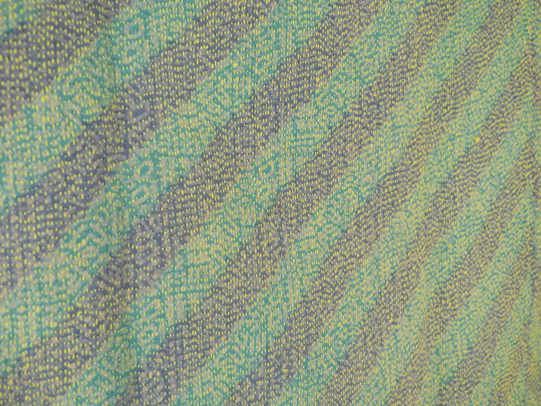Kantha sari couvre-lit  No.112 "Sea",  coton recyclé brodé à la main Image secondaire du produit
