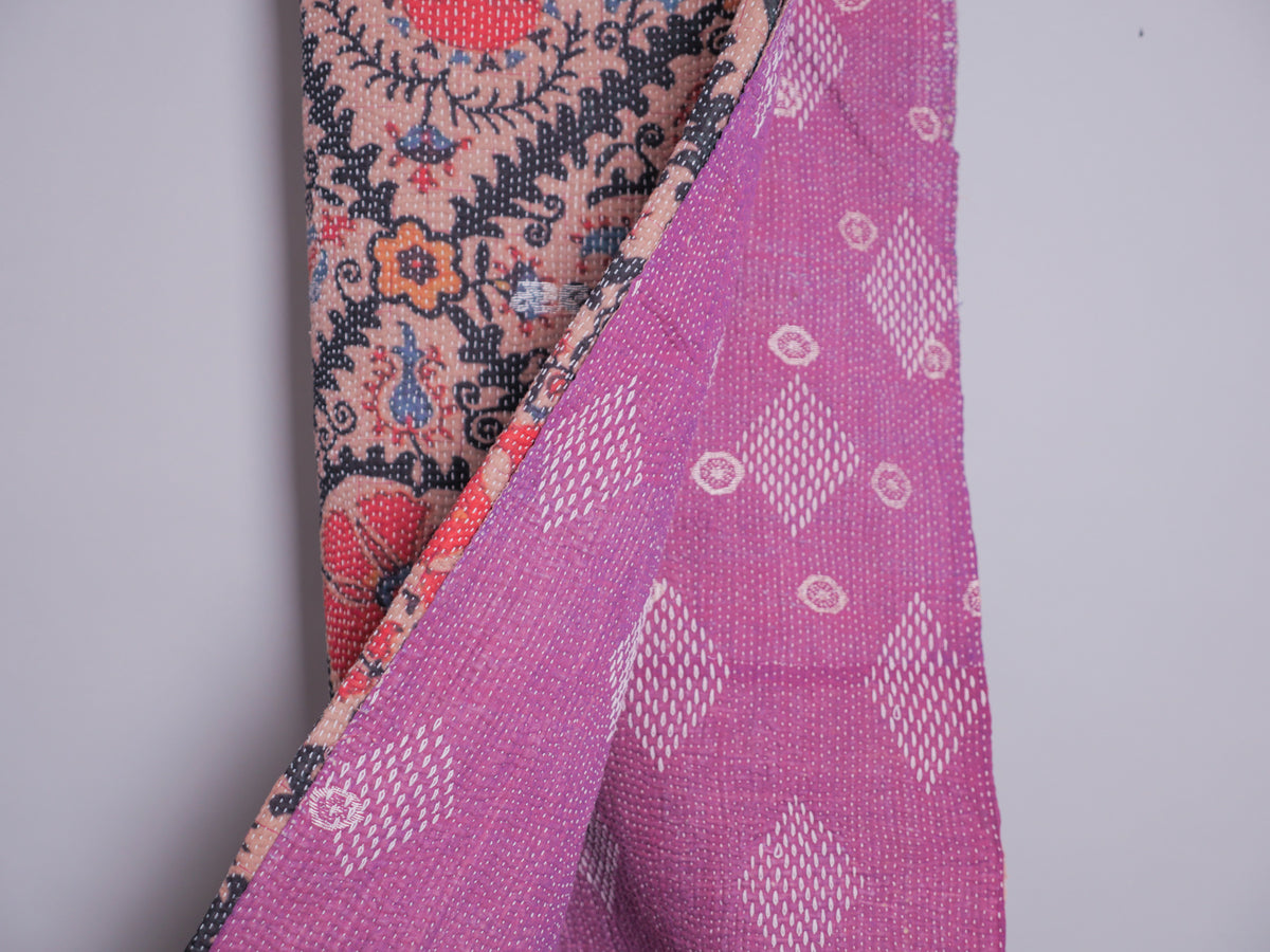 Vintage tapestry kantha, couvre-lit  coton brodé à la main