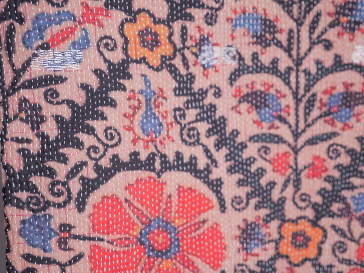 Vintage tapestry kantha, couvre-lit  coton brodé à la main