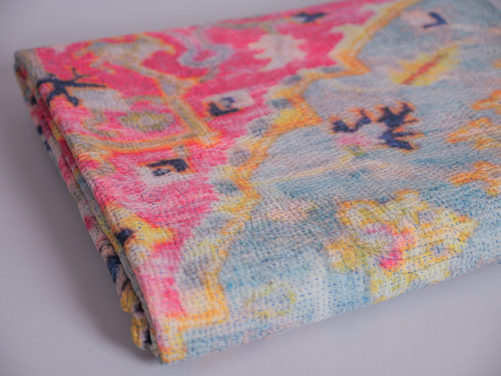 Kantha brodé main imprimé.