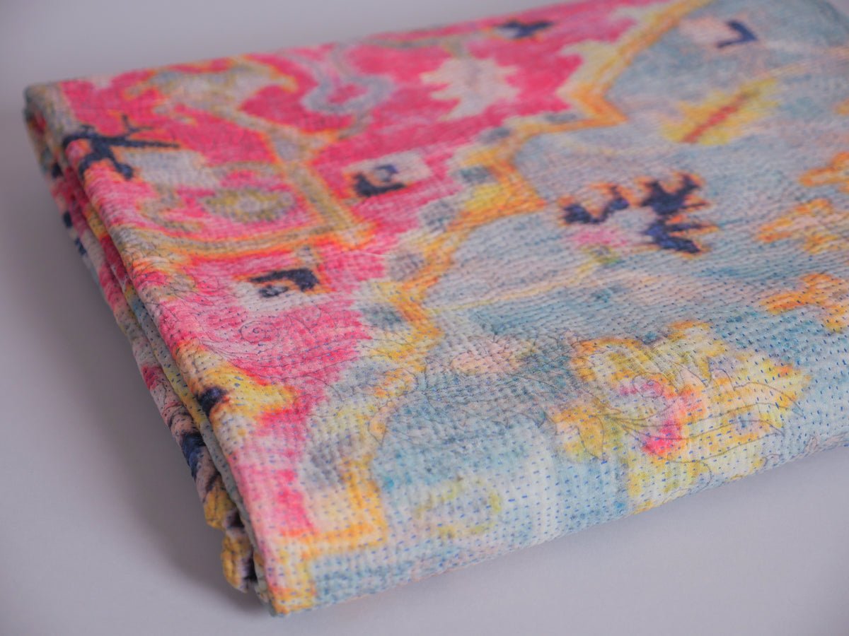 Kantha brodé main imprimé.