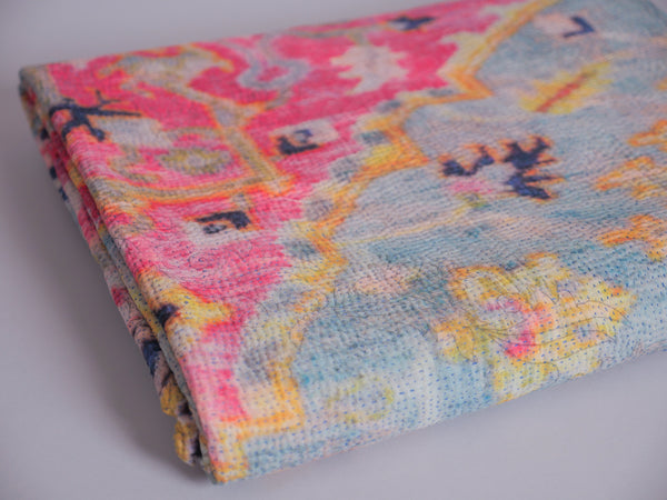 Kantha brodé main imprimé.