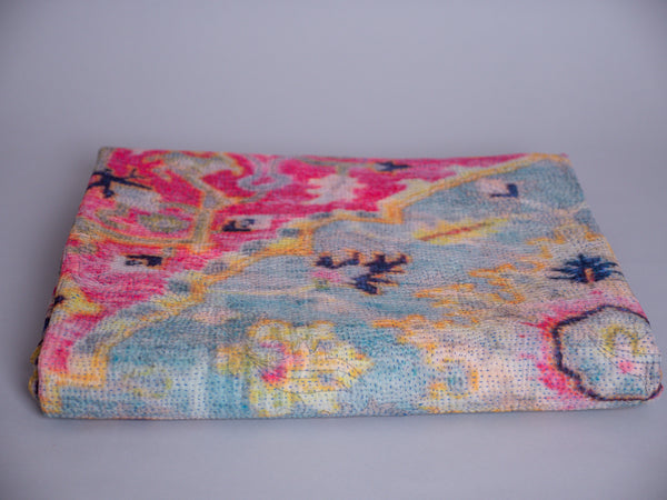 Vintage tapestry kantha, couvre-lit  coton brodé à la main