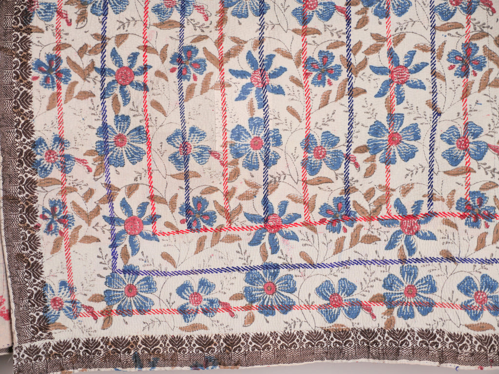 Vintage Block Printed Kantha Daisy 1