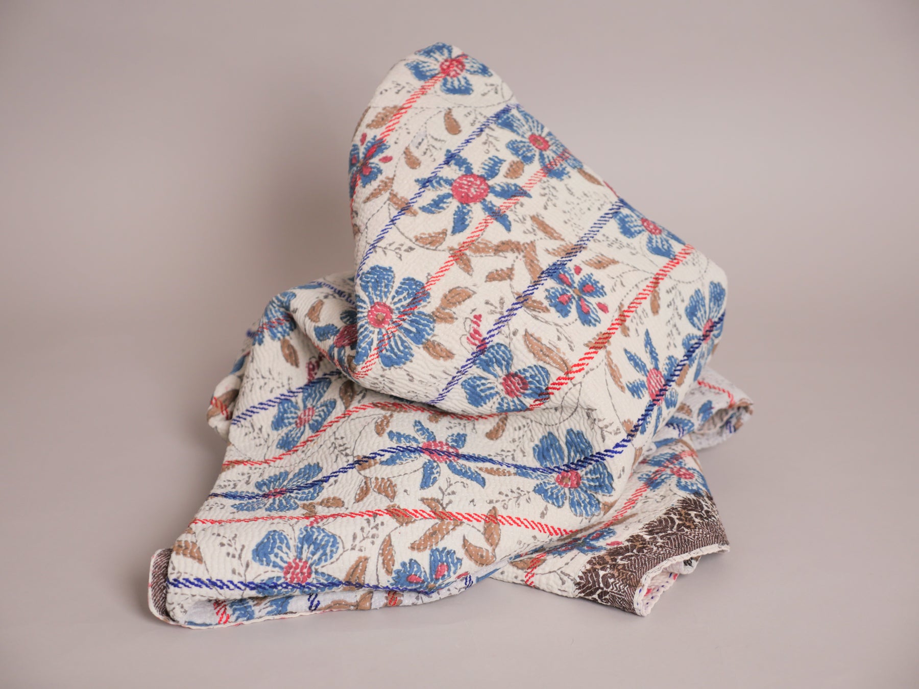 Vintage Block Printed Kantha Daisy 1 Image secondaire du produit