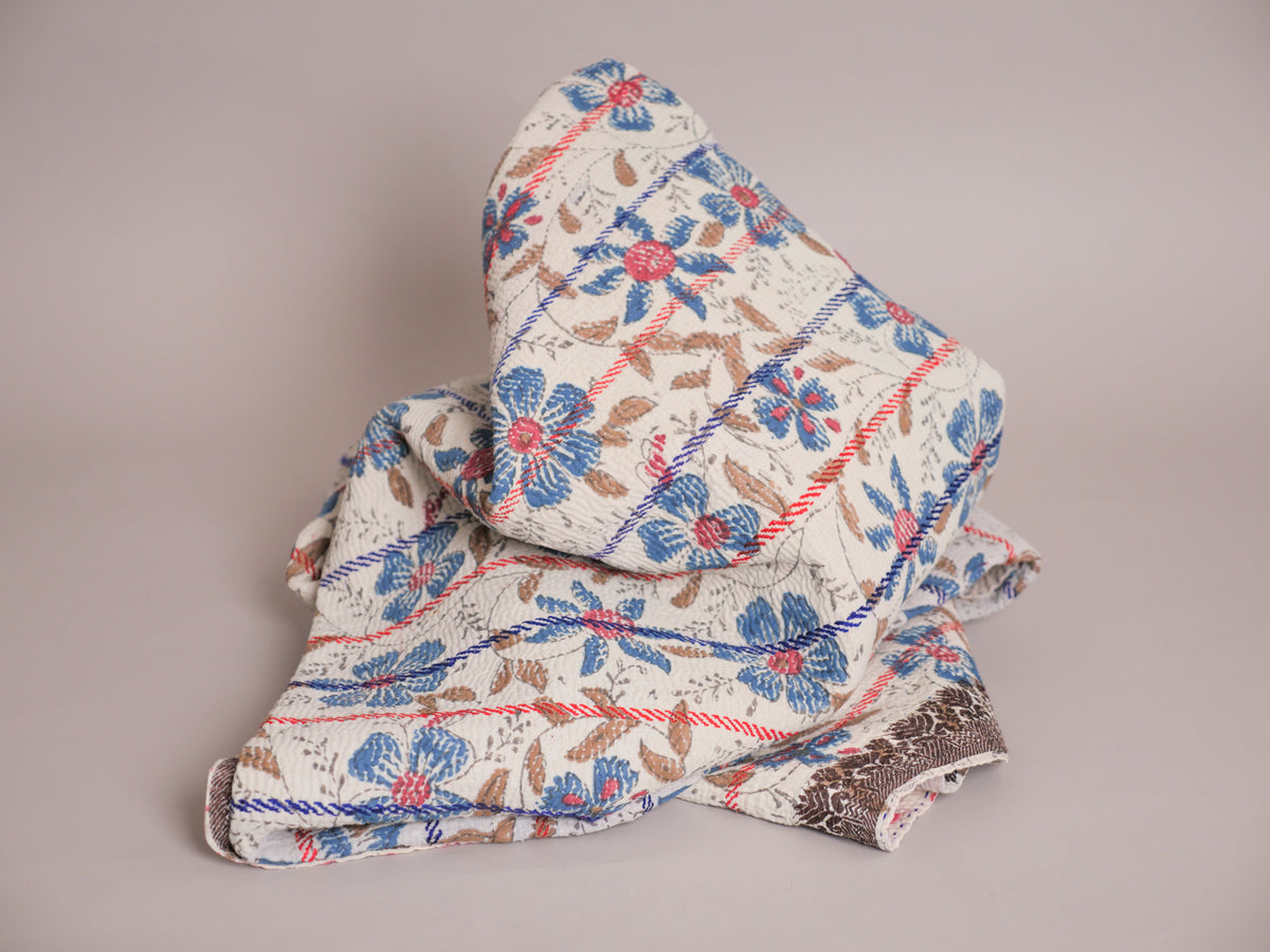 Vintage Block Printed Kantha Daisy 1
