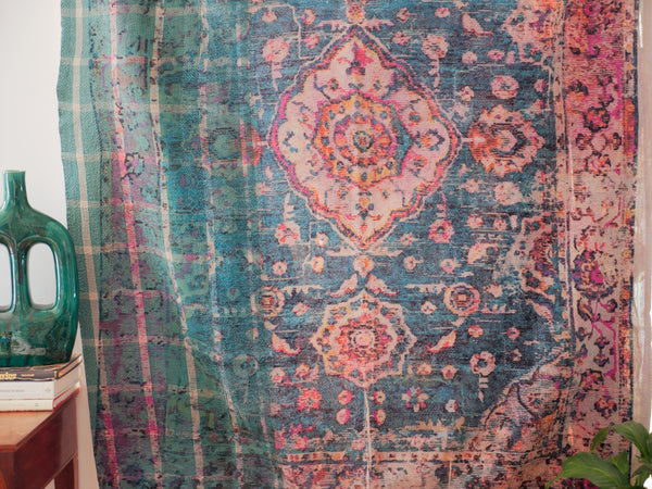 Kantha brodé main imprimé.