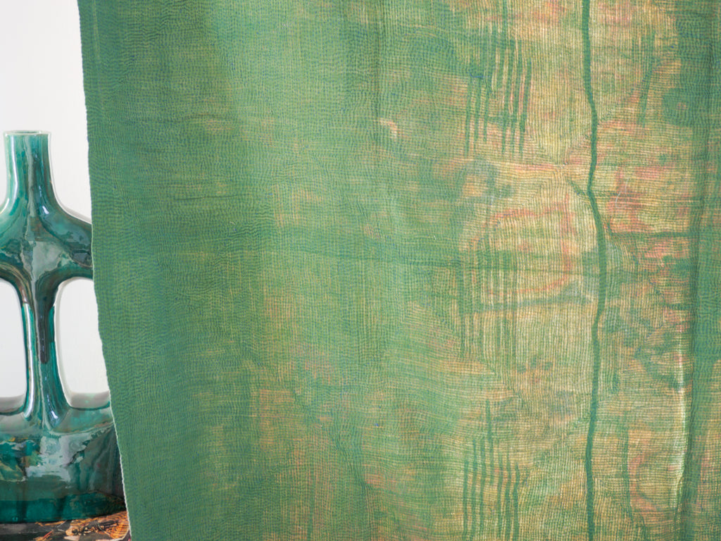 Vintage tapestry kantha, couvre-lit  coton brodé à la main