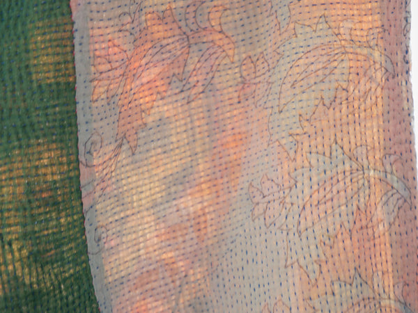 Vintage tapestry kantha, couvre-lit  coton brodé à la main