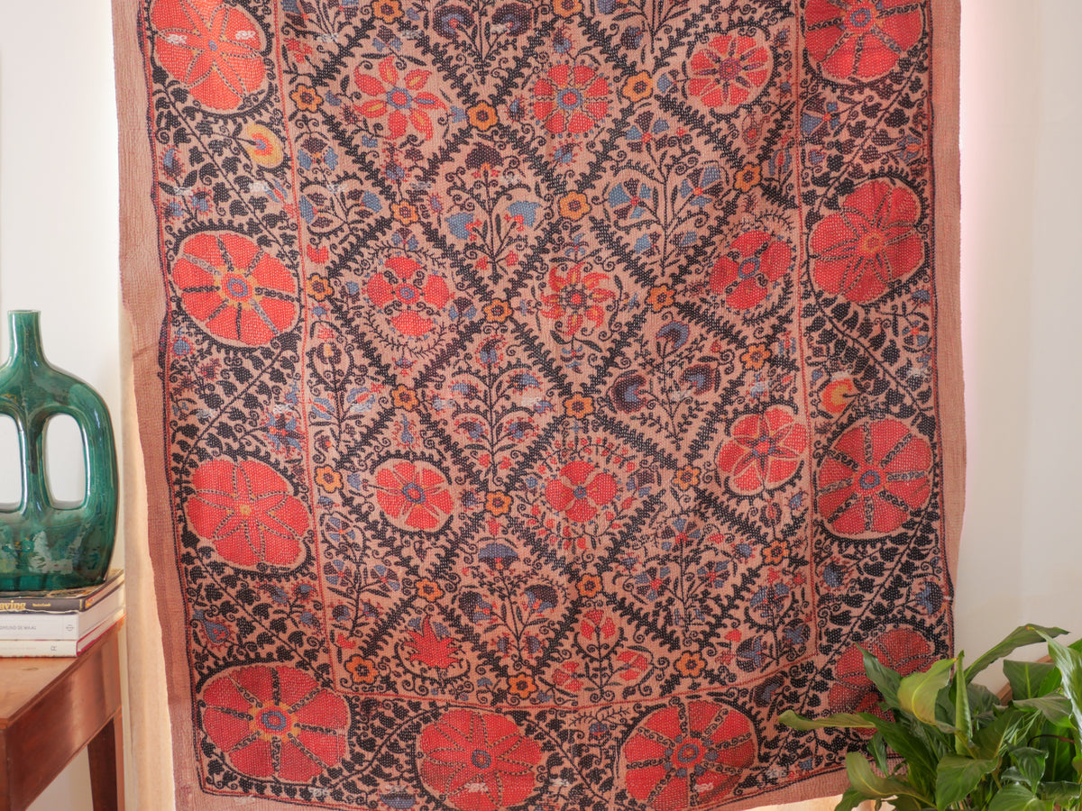 Kantha brodé main imprimé.
