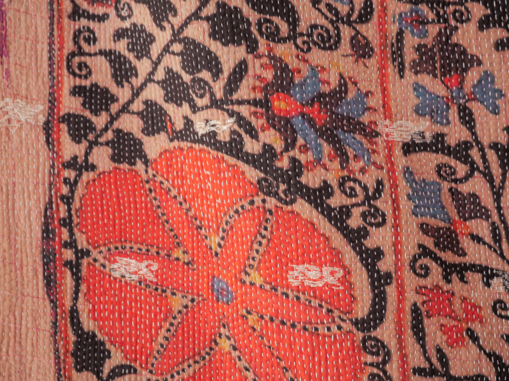 Kantha brodé main imprimé.