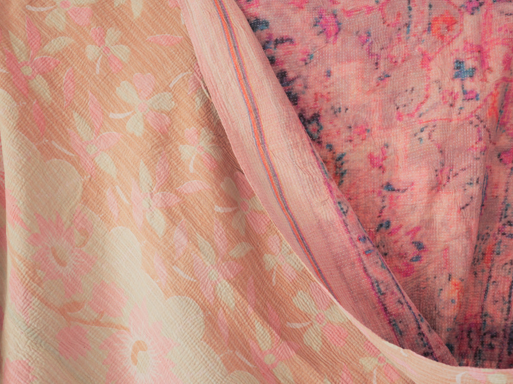 Vintage tapestry kantha, couvre-lit  coton brodé à la main