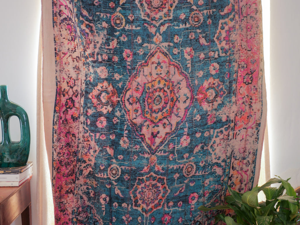 Kantha brodé main imprimé.