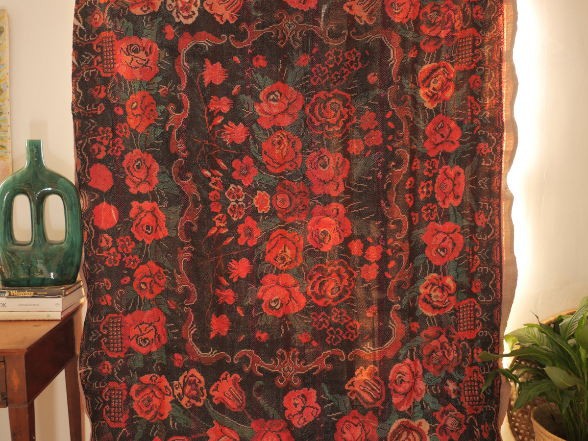 Vintage tapestry kantha, couvre-lit  coton brodé à la main