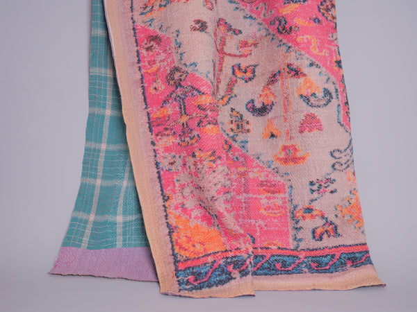 Kantha brodé main avec motif imprimé 