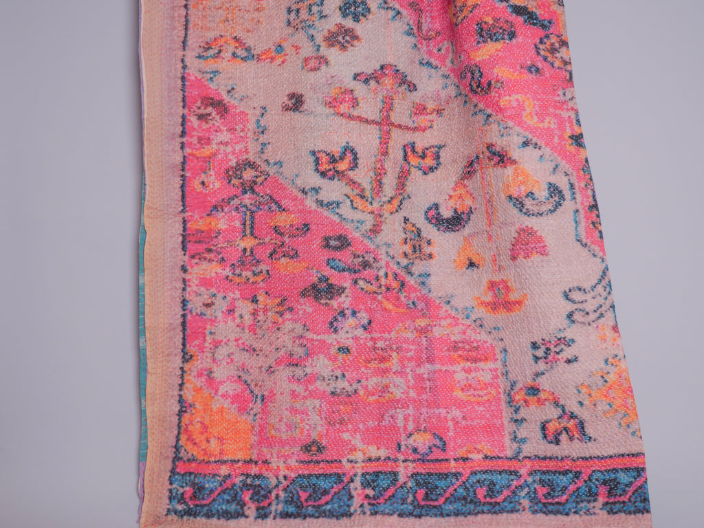 Kantha brodé main avec motif imprimé 