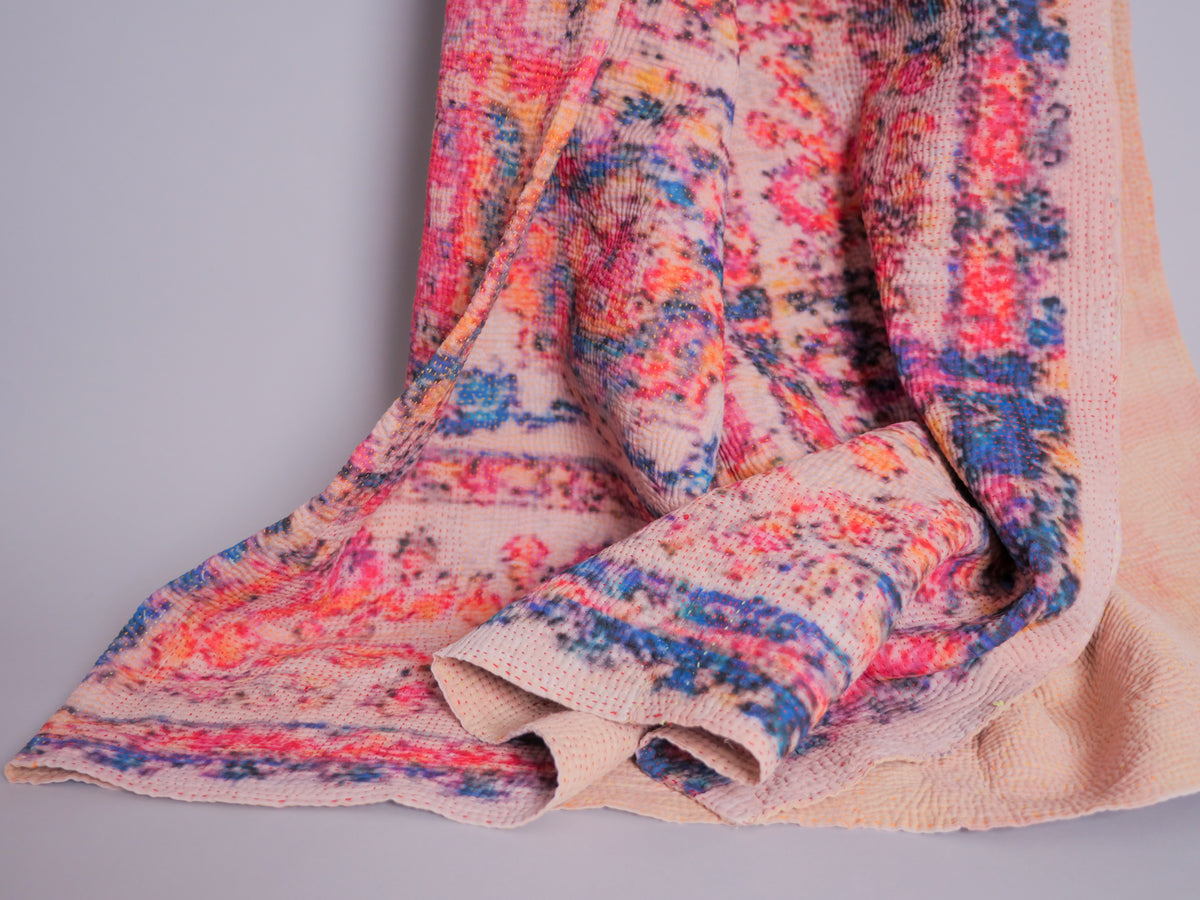 Kantha brodé main imprimé 