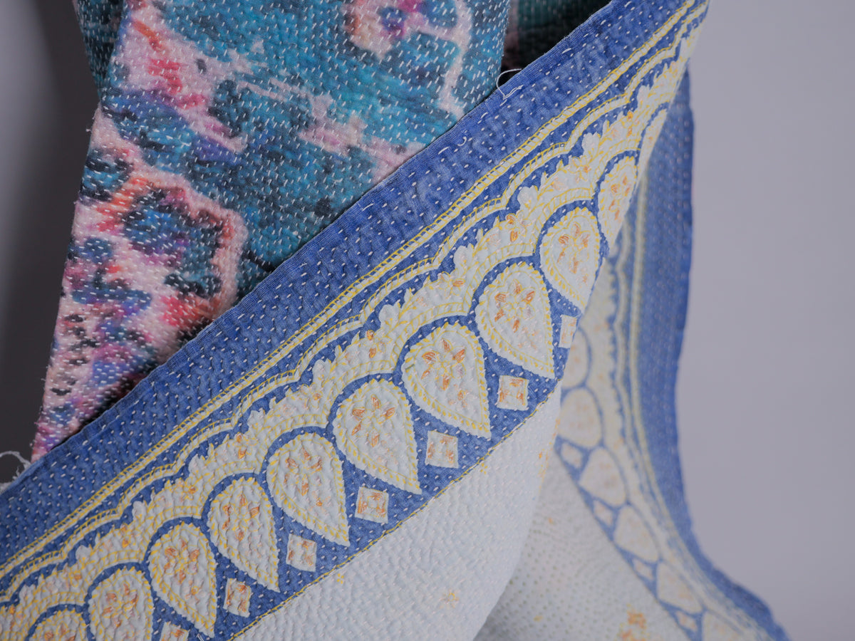 Vintage Kantha brodé main imprimé tapestry. 
