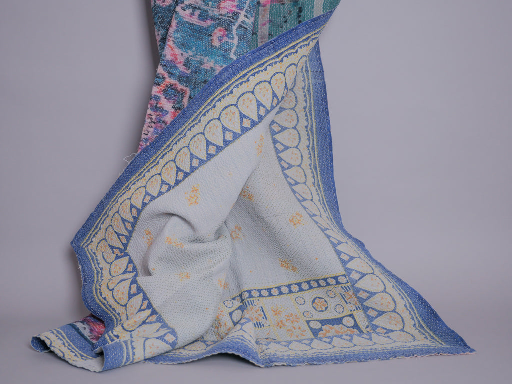 Vintage Kantha brodé main imprimé tapestry. 