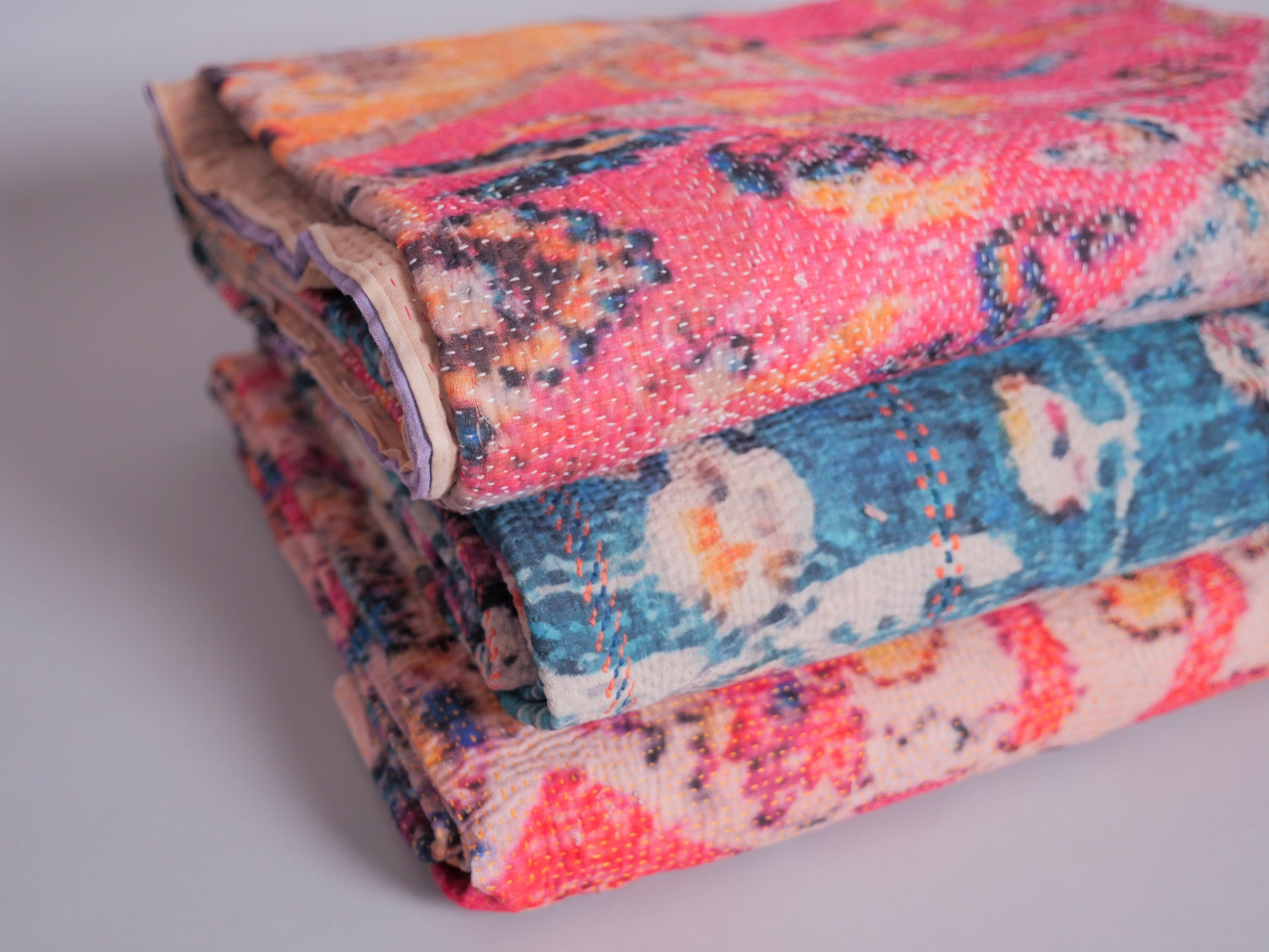 Vintage tapestry kantha, couvre-lit  coton brodé à la main Image secondaire du produit