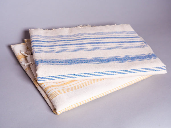 Serviette en coton tissé main jaune pale 
