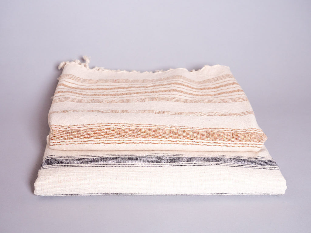 Serviette Tissé main : ochre stripe