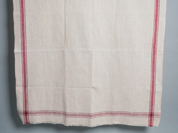 Serviette tissée main : coton écru avec bord rose