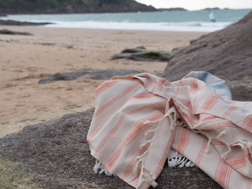 Serviette Tissé main : Coton Rayures Clementine