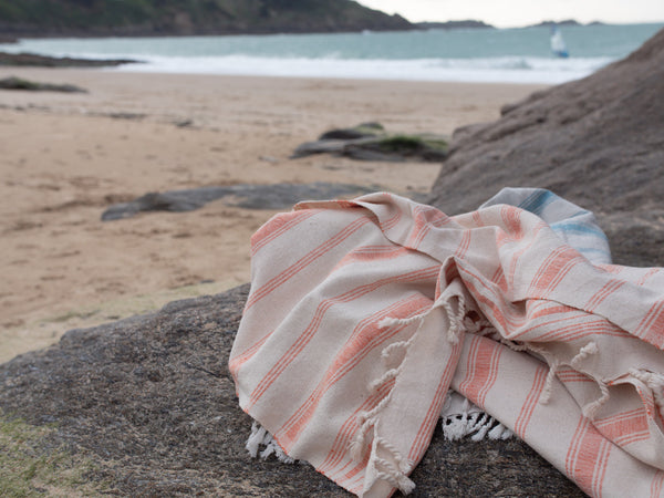 Serviette Tissé main : Coton Rayures Clementine