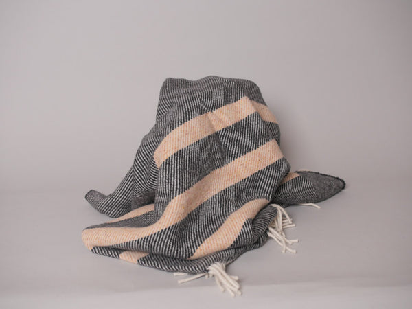 Couvertures Irlandaise, laine fine rayures avoine