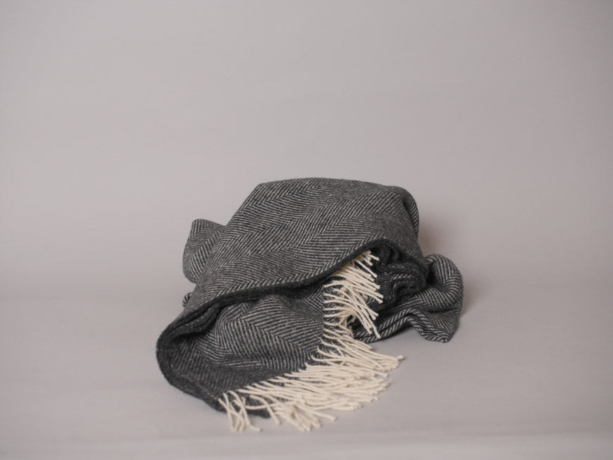 Couvertures Irlandaise, laine fine gris