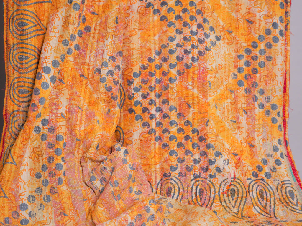 Couvre-lit Kantha Vintage en Coton Recyclé  No.100 "Clementine Rose"