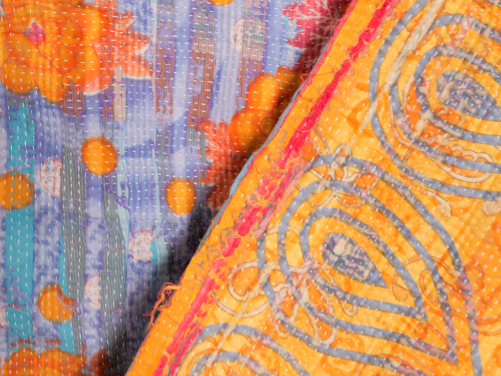 Couvre-lit Kantha Vintage en Coton Recyclé  No.100 "Clementine Rose"