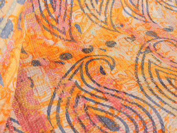 Couvre-lit Kantha Vintage en Coton Recyclé  No.100 "Clementine Rose"