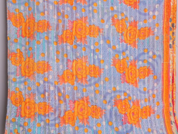 Couvre-lit Kantha Vintage en Coton Recyclé  No.100 "Clementine Rose"