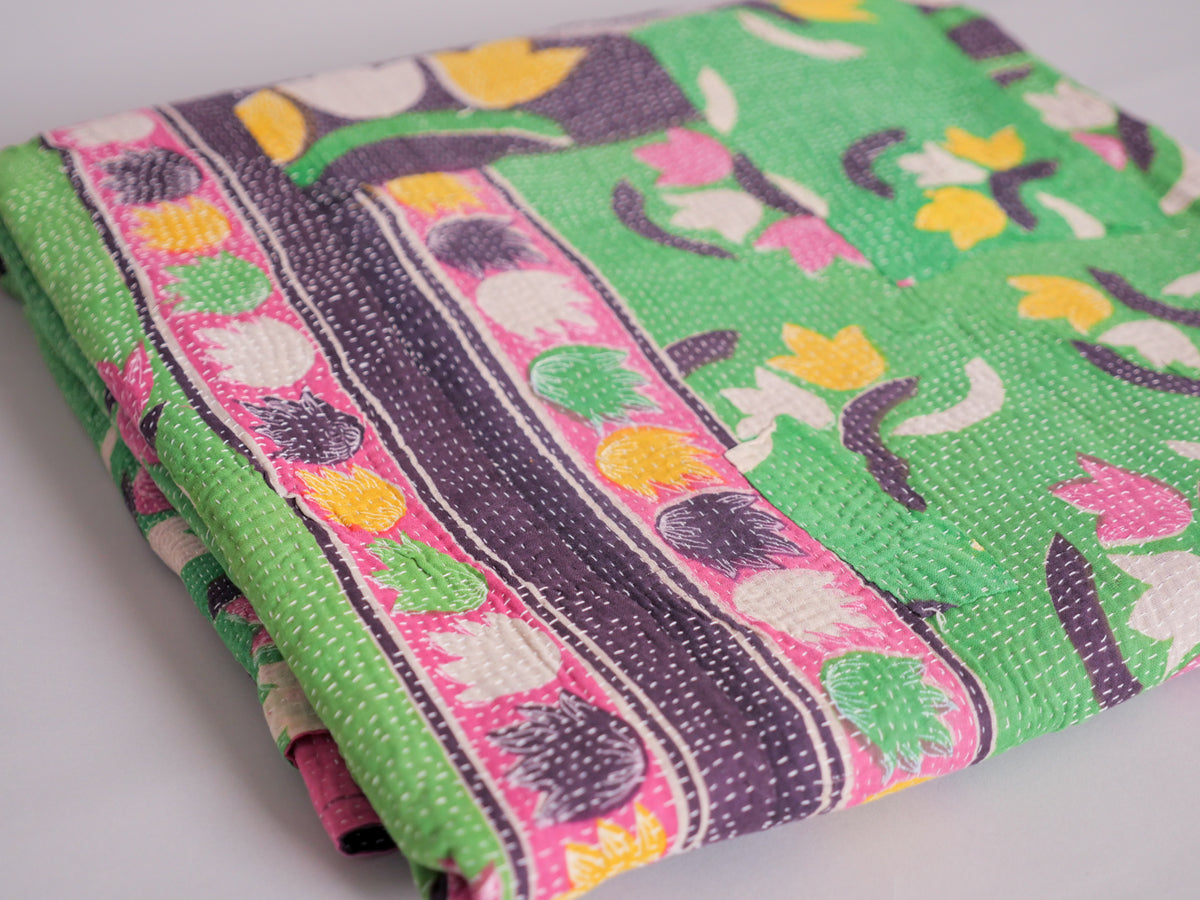 VintageKantha-102 rose, violet, vert