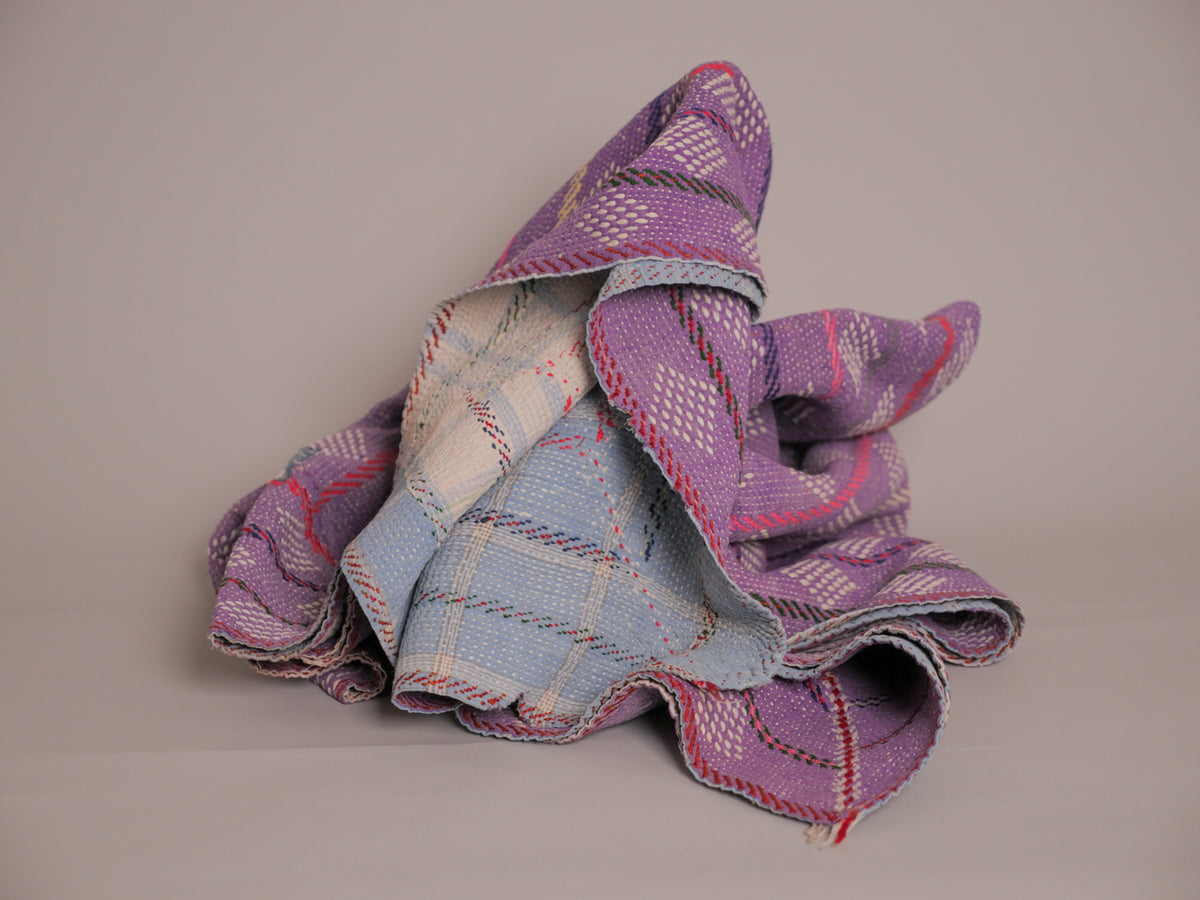 Couvre-lit Kantha Vintage en Coton Recyclé  No.109 "Violet Diamond"