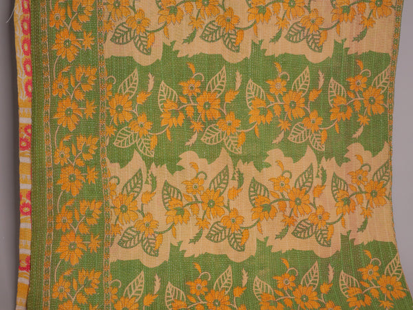 Vintage kantha Vert et Jaune.