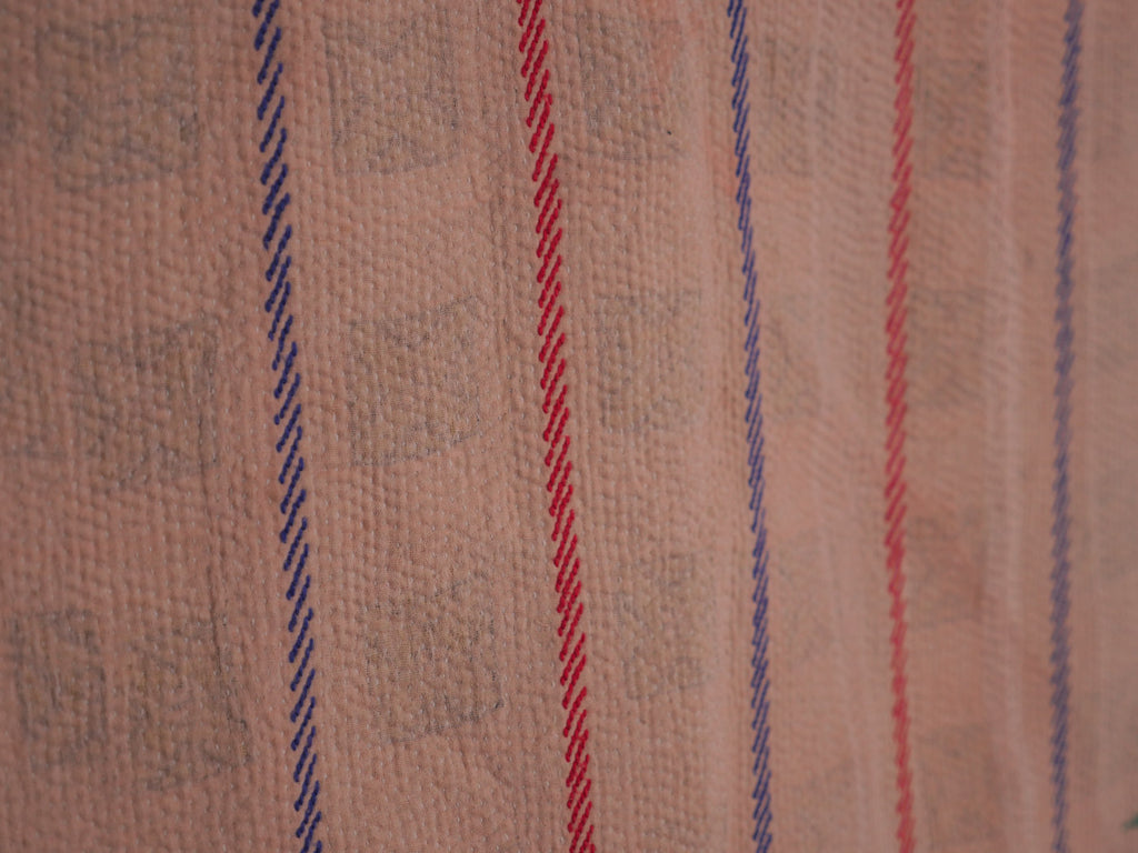 Couvre-lit Kantha Vintage en Coton Recyclé  No.120 "Blue Bandhani"