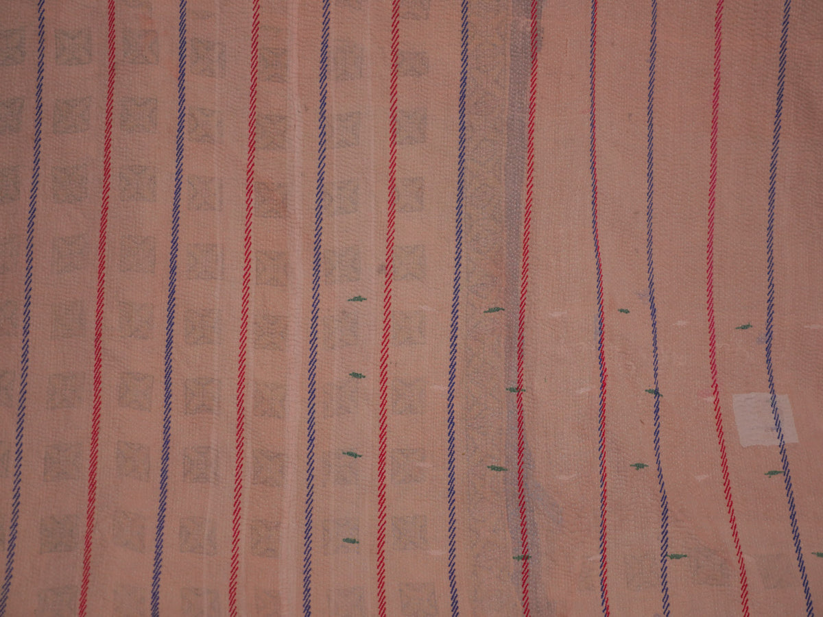 Couvre-lit Kantha Vintage en Coton Recyclé  No.120 "Blue Bandhani"