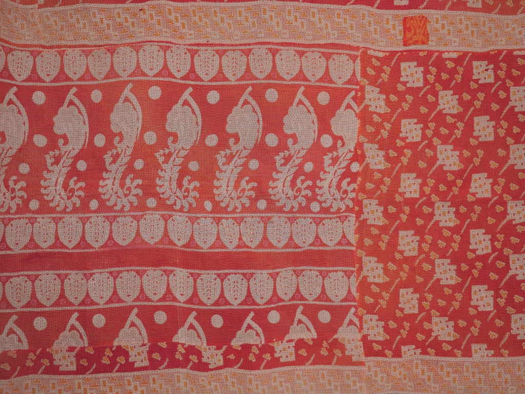 Kantha vintage couvre lit, rouge.
