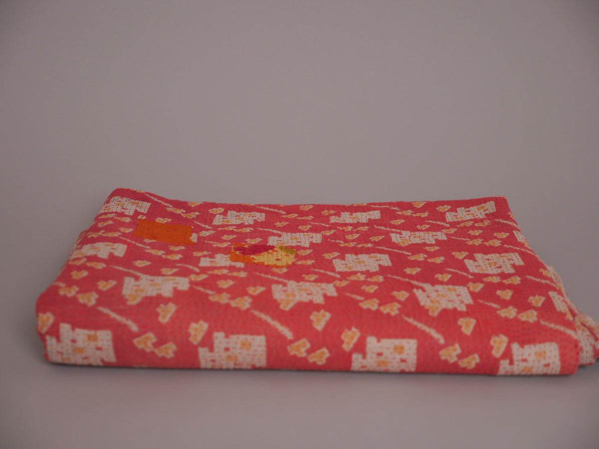 Couvre-lit Kantha Vintage en Coton Recyclé  No.124 "Terracotta"