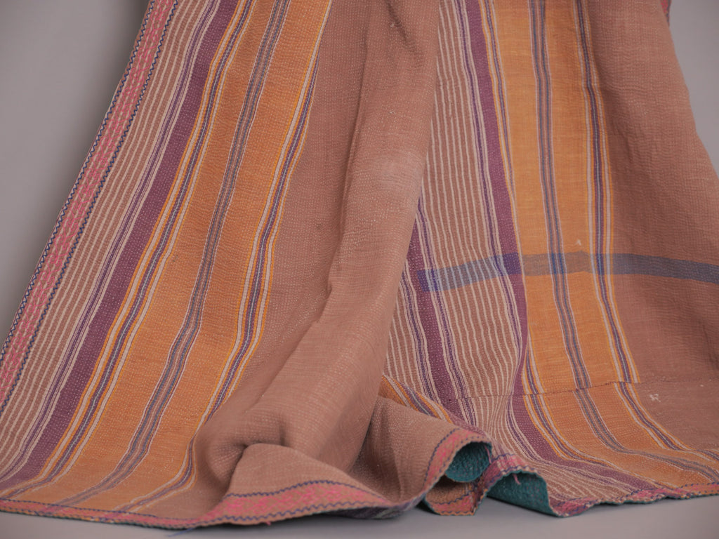 Vintage Kantha Couvre Lit Turquoise