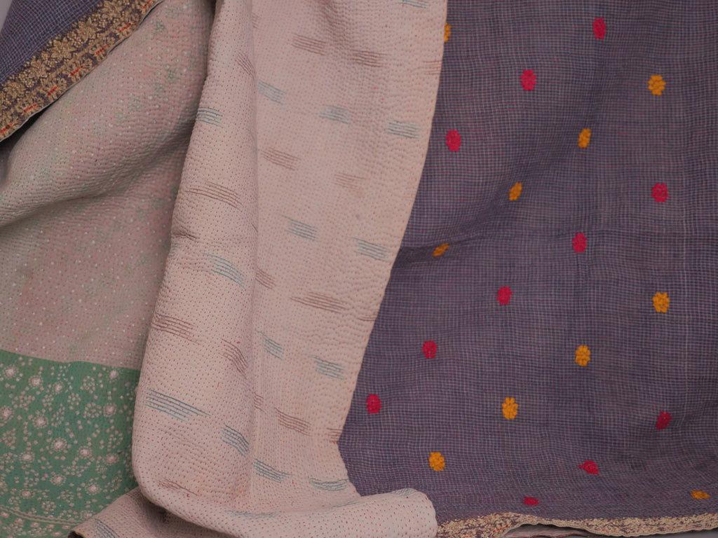 Couvre-lit Kantha Vintage en Coton Recyclé
